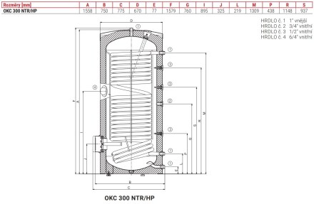 Zásobník teplej vody OKC300 NTR/HP  Dražice